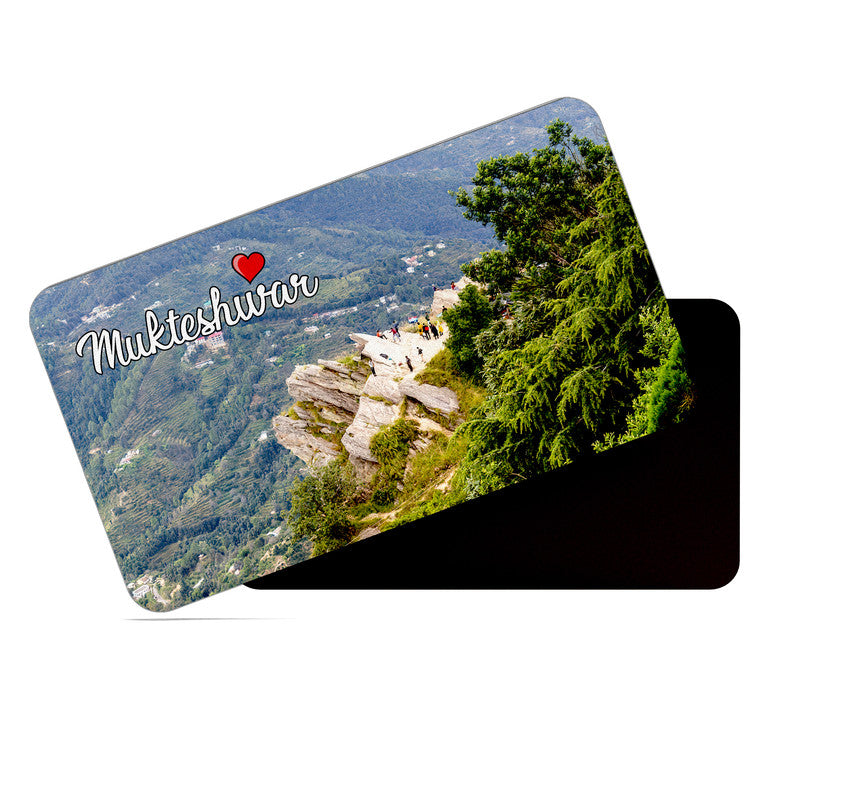 dhcrafts Rectangular Rubber Fridge Magnet / Magnetic Card Multicolor Uttarakhand Mukteshwar Design Pack of 1 (8.6cm x 5.4cm)
